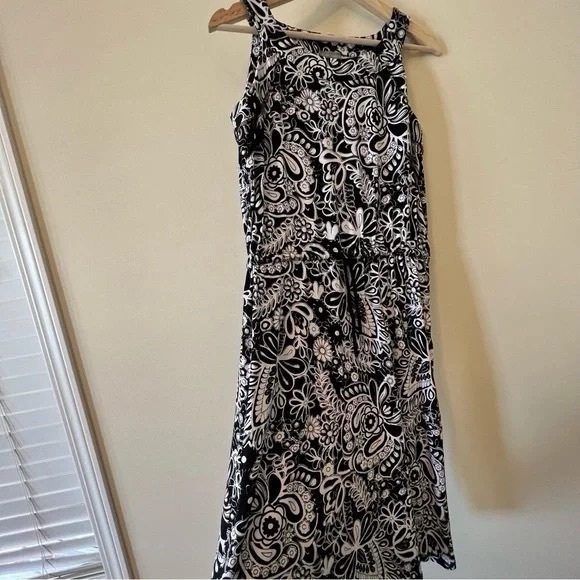 T by Talbots Small Floral Casual Knit Dress with Drawstring Waistband - Picture 4 of 7